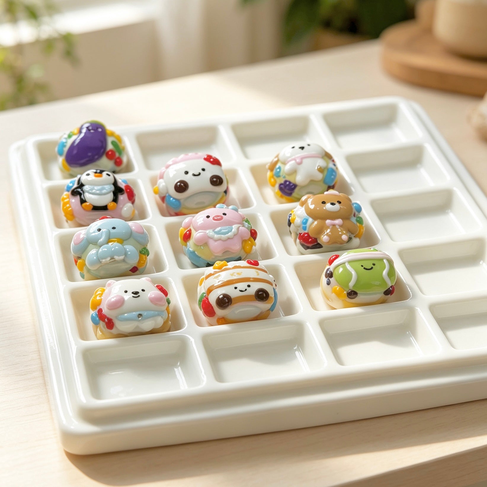 Plush Animal Theme Hand-Painted Beads