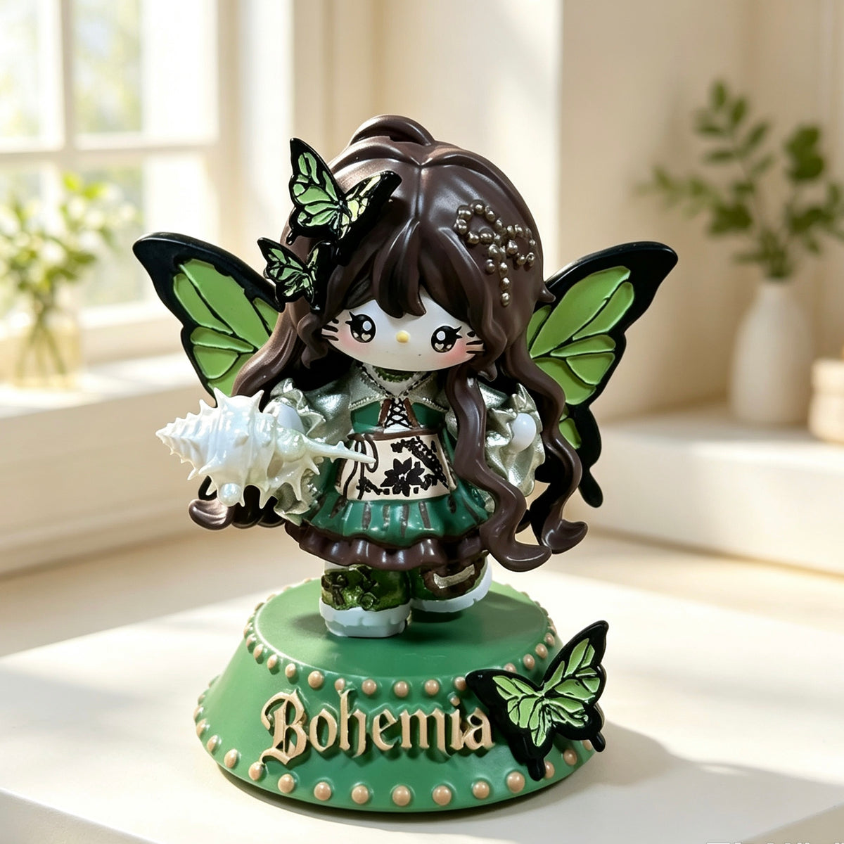 Green winged decorative doll shown in the product image