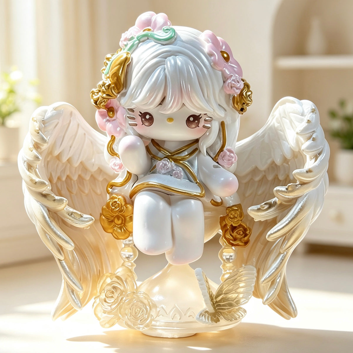 Gold winged decorative doll shown in the product image