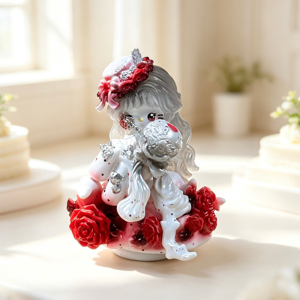 Red decorative doll shown in the product image