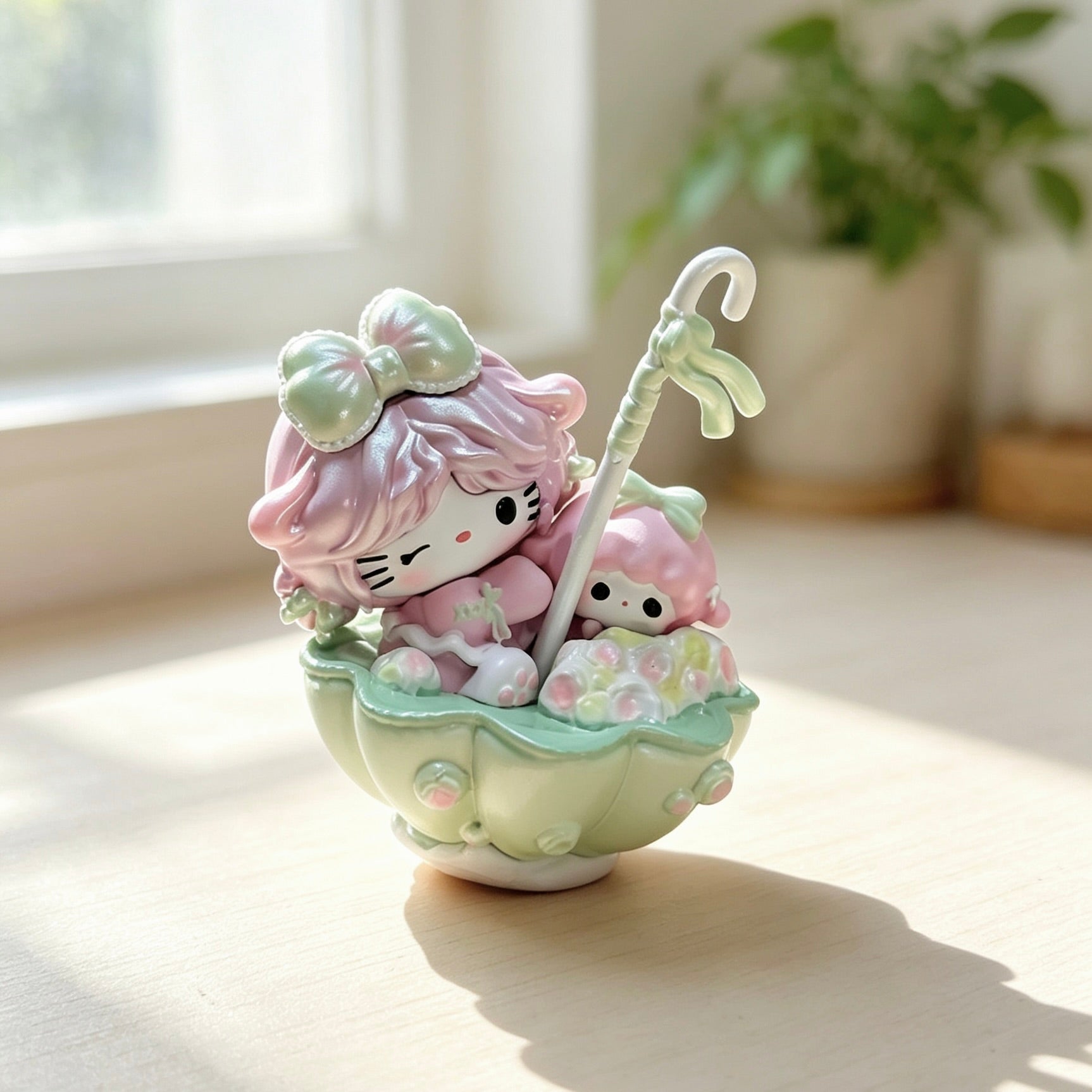 Umbrella Cat Decorative Doll