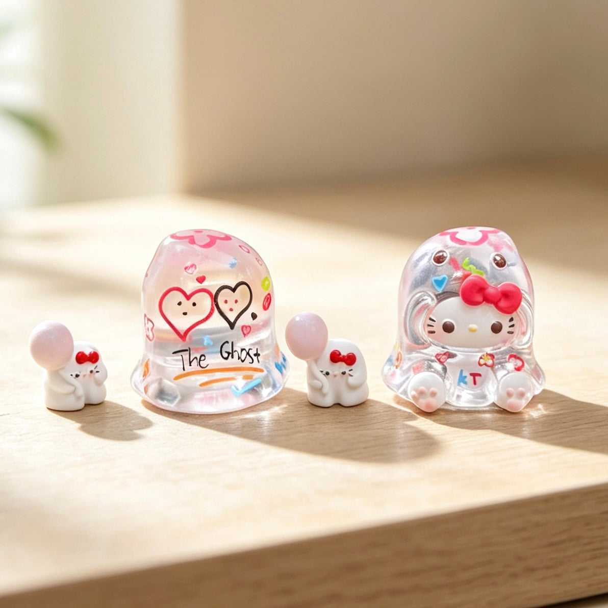 Colorful ghost theme decorative dolls with translucent hoods