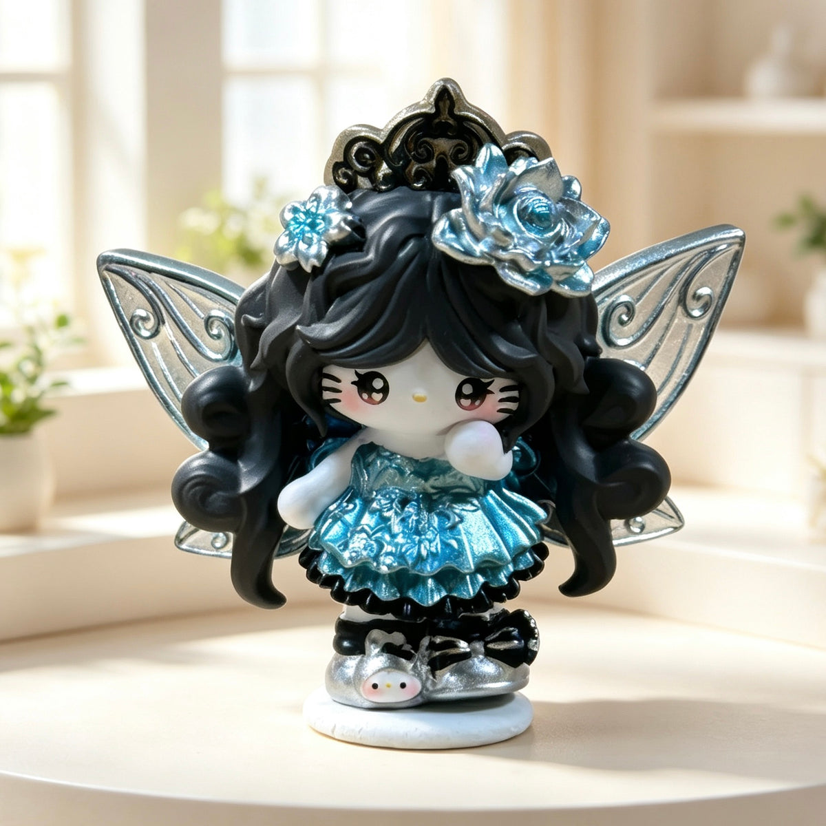 Blue winged decorative doll shown in the product image