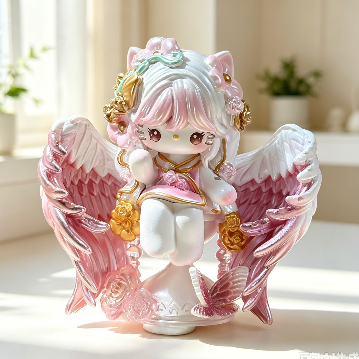Pink winged decorative doll shown in the product image