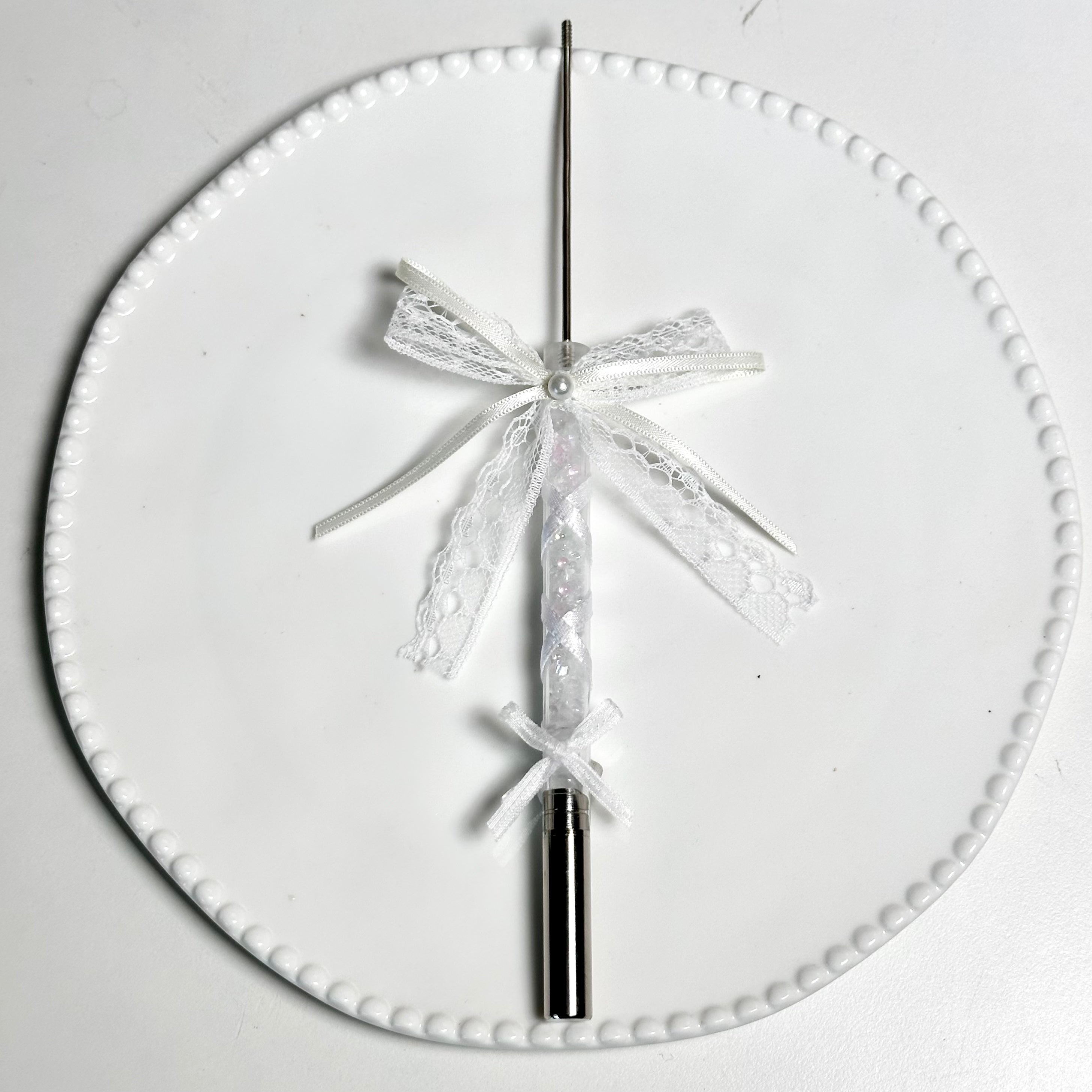 White lace bow Ballerina Pen with light decorative trim