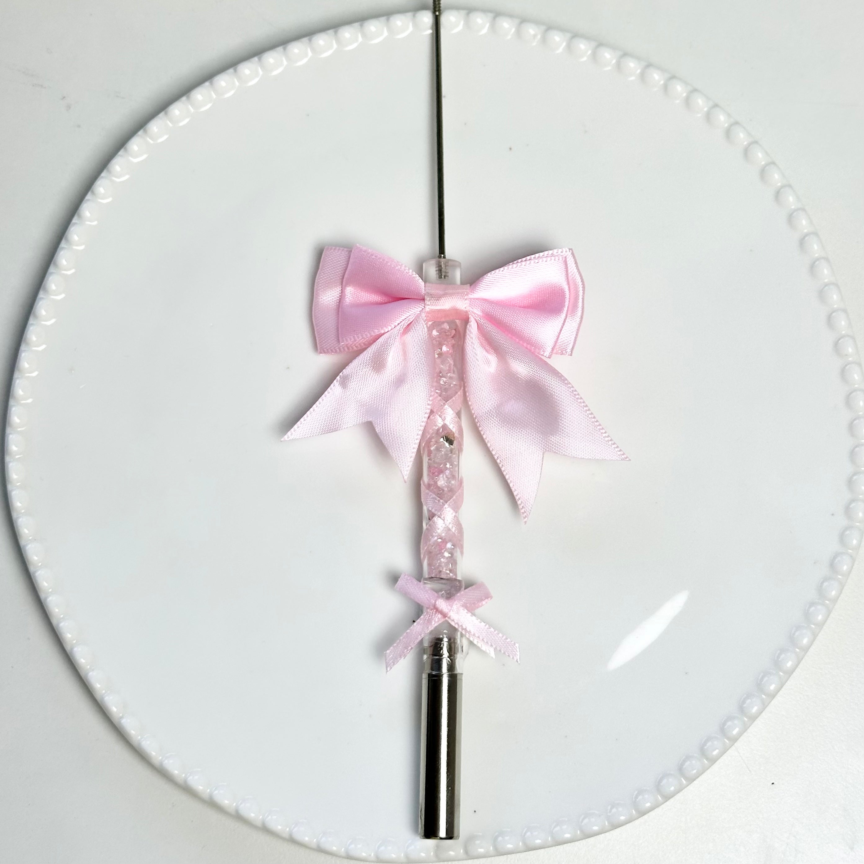 Pink bow Ballerina Pen with matching decorative details