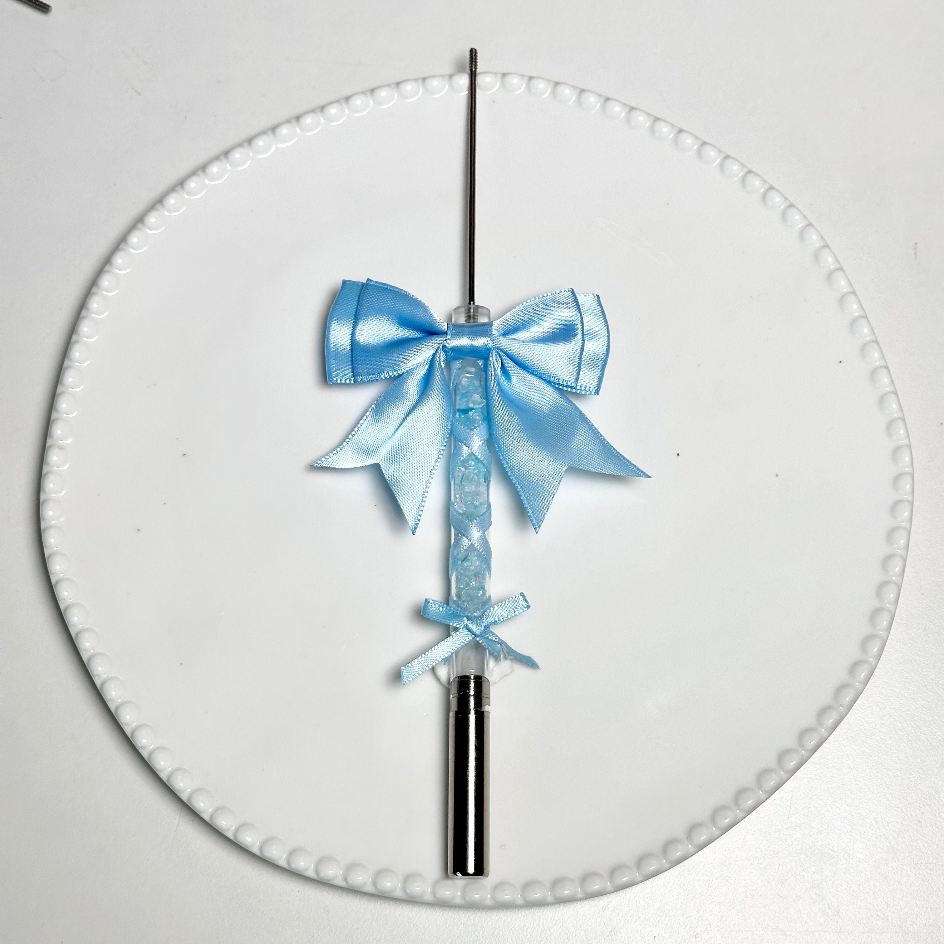 Blue large bow Ballerina Pen with matching ribbon details