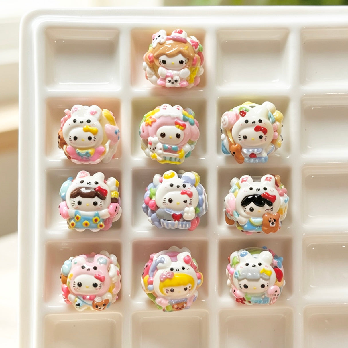 Minimal Bunny Hand-Painted Beads