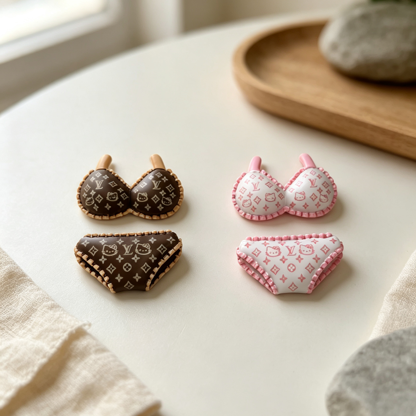 Brown and pink two-piece outfit decorations