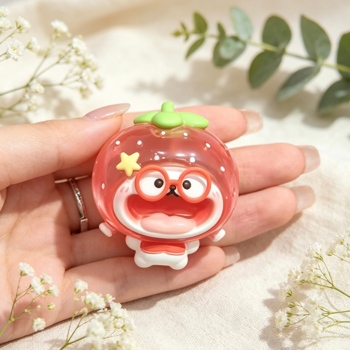 Cute strawberry mini figure for DIY beaded pens and keychains